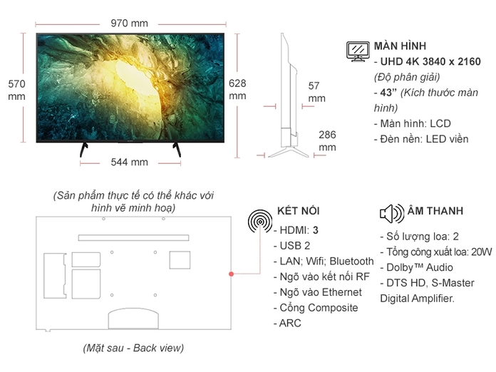 Smart Tivi Sony 4K 43 Inch KD-43X7500H VN3
