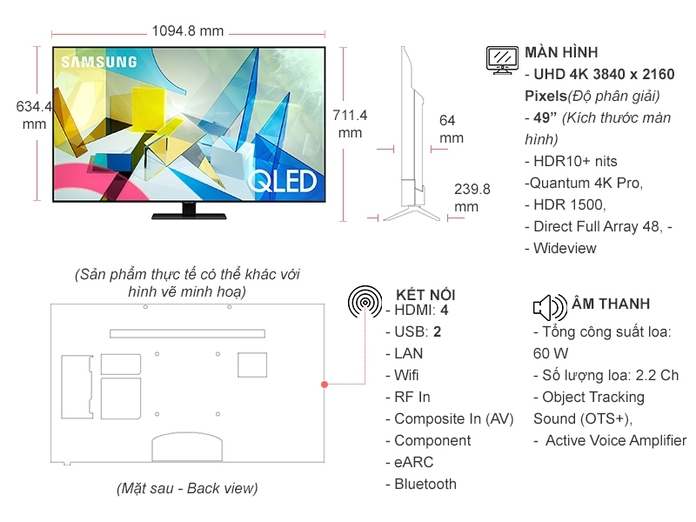 Smart Tivi QLED Samsung 4K 49 inch QA49Q80TAKXXV