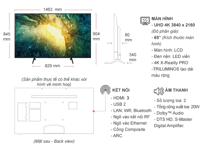 Smart Tivi Sony 4K 65 Inch KD-65X7500H VN3