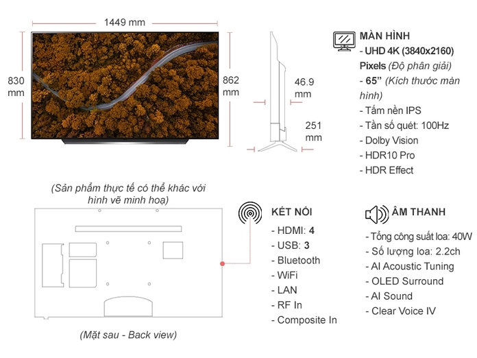 Smart Tivi OLED LG 4K 65 inch OLED65CXPTA