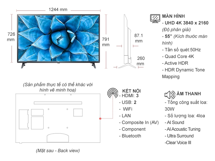 Smart Tivi LG 4K 55 inch 55UN7300PTC