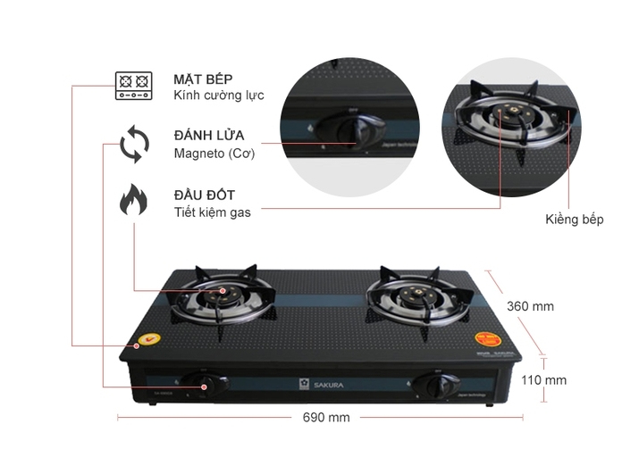 Bếp gas Sakura SA-690GB