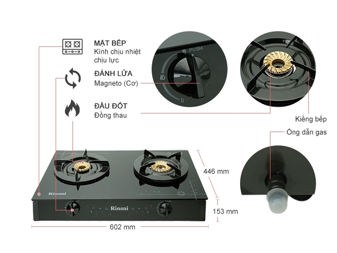 Bếp gas đôi Rinnai RV-6DOUBLE GLASS (SP)