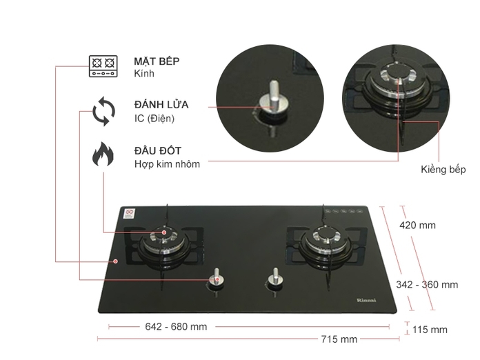 BẾP GAS RINNAI RVB-212BG