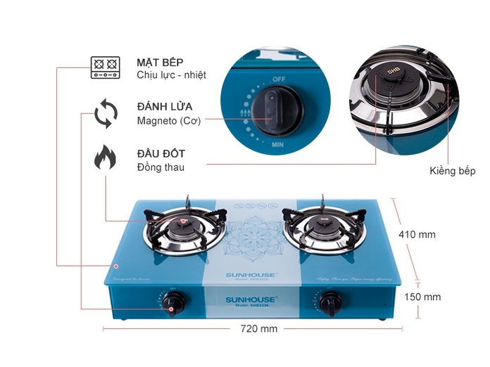 Bếp gas Sunhouse SHB3336