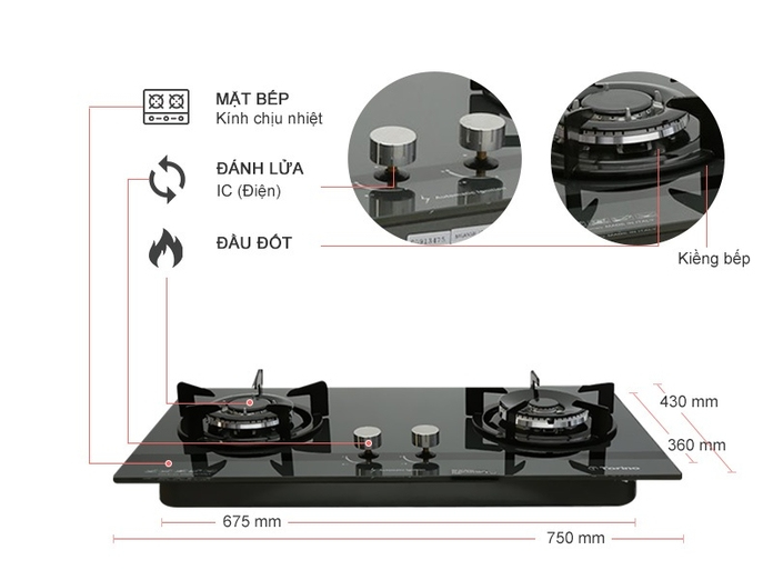 BẾP GAS TORINO MILANSBI-2B(SV)