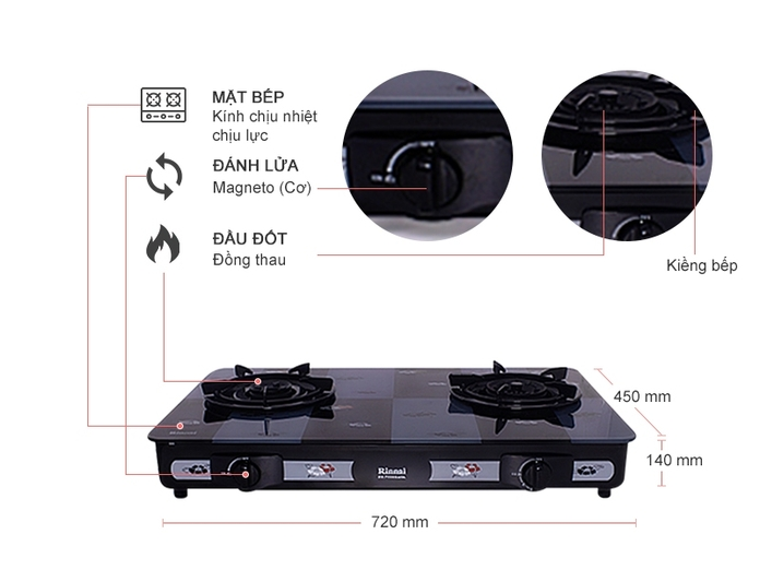 Bếp gas đôi Rinnai RV-715SLIM(GL-PE)