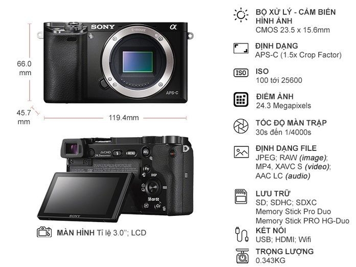 Máy ảnh Sony Alpha 6000 ILCE 6000/BAP2