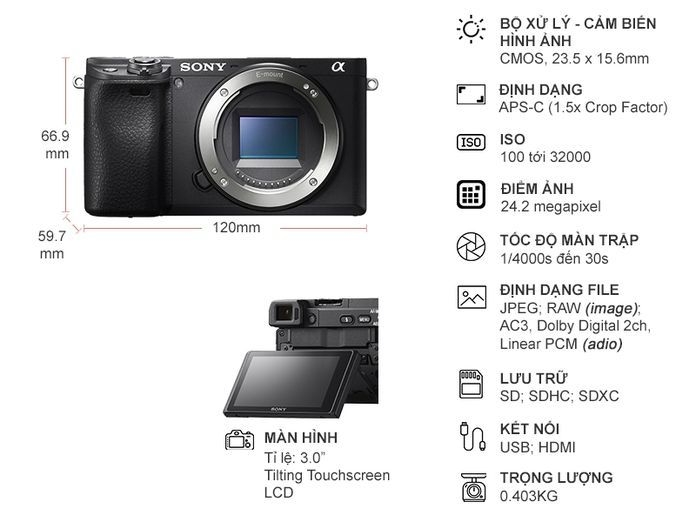 Máy ảnh Sony Alpha 6400 ILCE-6400/BAP2
