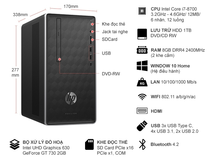 Máy tính để bàn HP Pavilion 590-P0079D (4LY18AA) chính hãng tại Nguyễn Kim