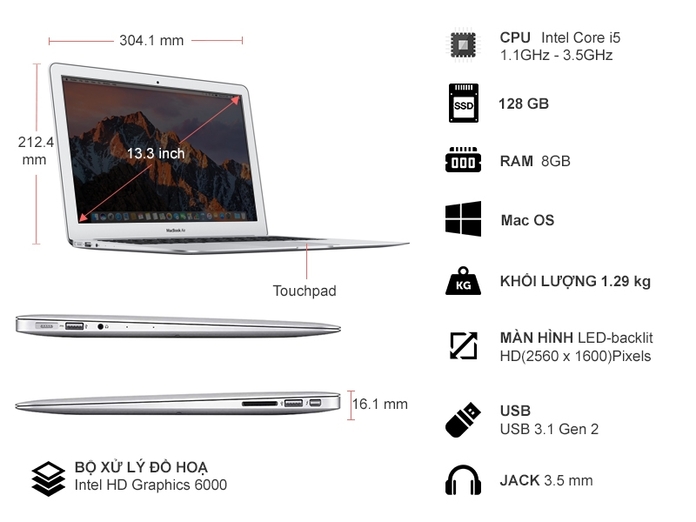 Apple Macbook Air i5 13.3 inch MQD32SA/A 2017