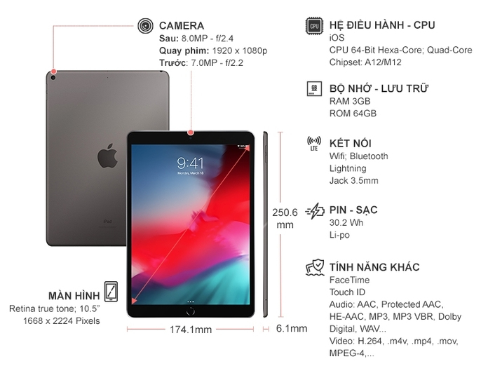 May Tinh Bảng Ipad Air 10 5 Inch Wifi 64gb Space Gray