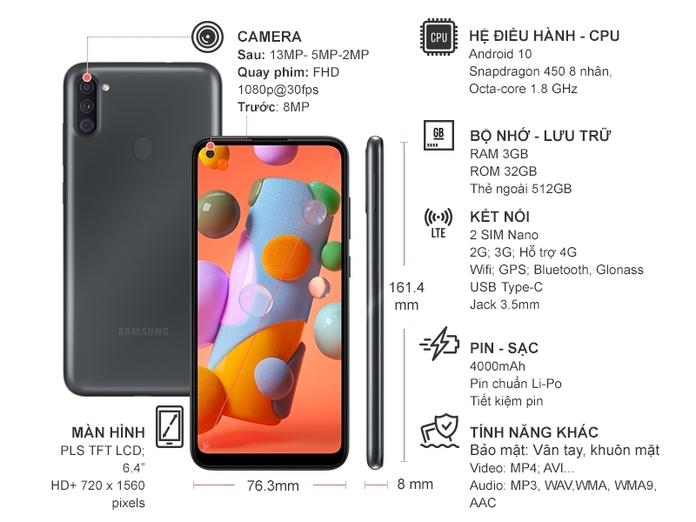 Đánh Giá] Tính Năng Nổi Bật Của Điện Thoại Điện Thoại Samsung Galaxy A11  Đen Giá Tốt Trên Nguyễn Kim
