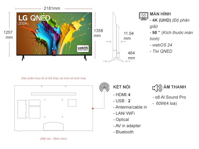 Smart Tivi QNED LG 4K 98 inch 98QNED89TSA