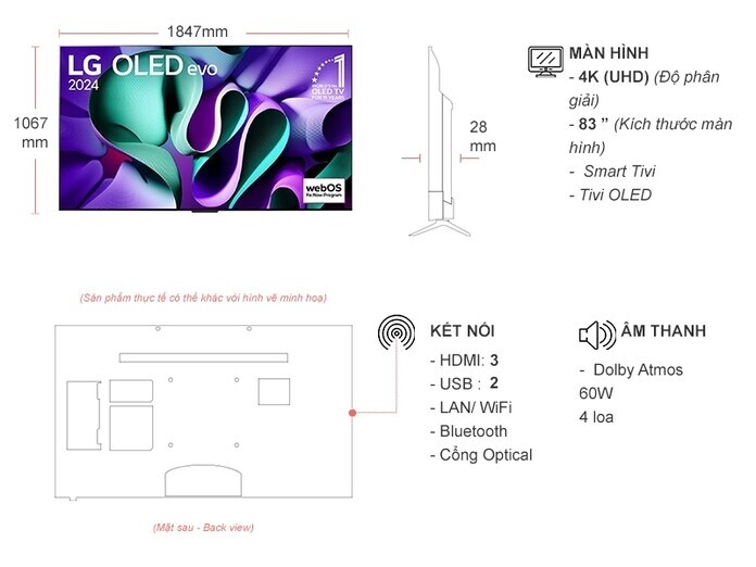 Smart Tivi OLED LG 4K 83 inch OLED83M4PSA