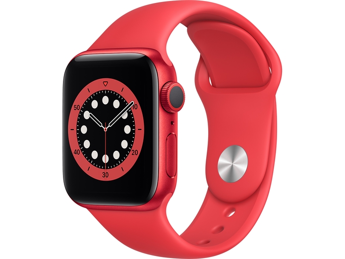 Apple Watch S6 GPS 40mm vỏ nhôm dây cao su Đỏ mặt nghiêng trái