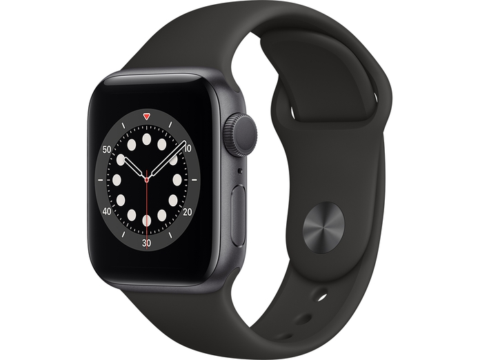 Apple Watch S6 GPS 40mm vỏ nhôm dây cao su Đen mặt nghiêng trái