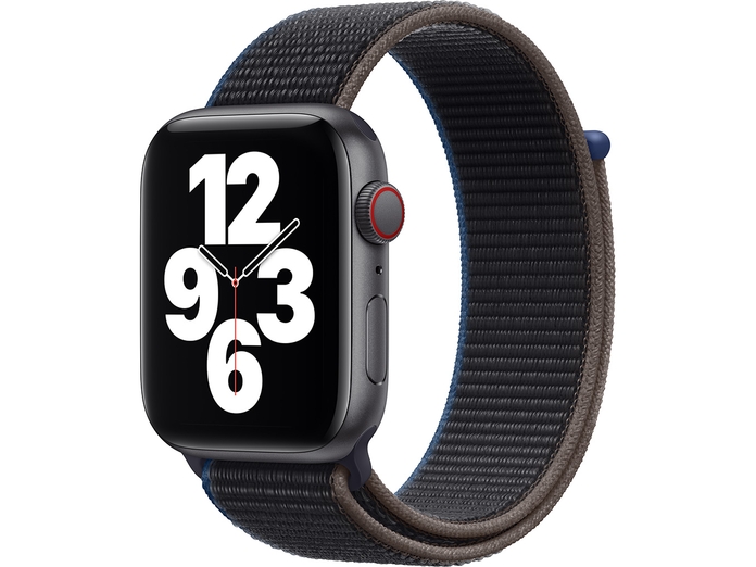Apple Watch SE LTE 44mm Vỏ nhôm Dây vải Charcoal mặt nghiêng trái