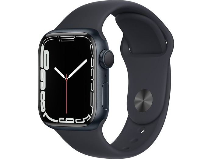 Apple Watch S7 GPS 41mm viền nhôm dây cao su Đen mặt nghiêng phải