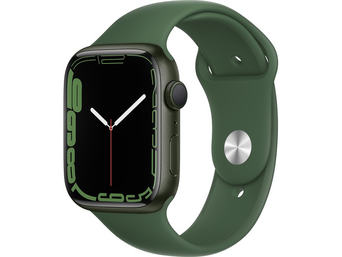 Apple Watch S7 GPS 45mm viền nhôm dây cao su Xanh lá mặt bên nghiêng phải