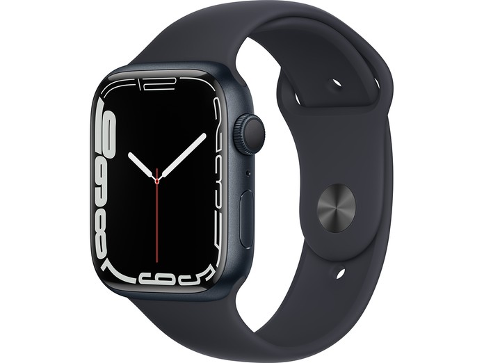 Apple Watch S7 GPS 45mm viền nhôm dây cao su Đen mặt nghiêng phải