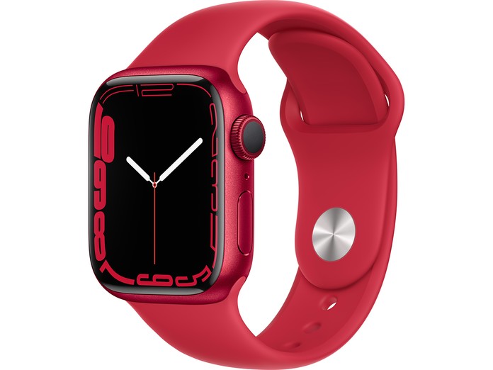 Apple Watch S7 GPS 41mm viền nhôm dây cao su Đỏ mặt bên nghiêng phải