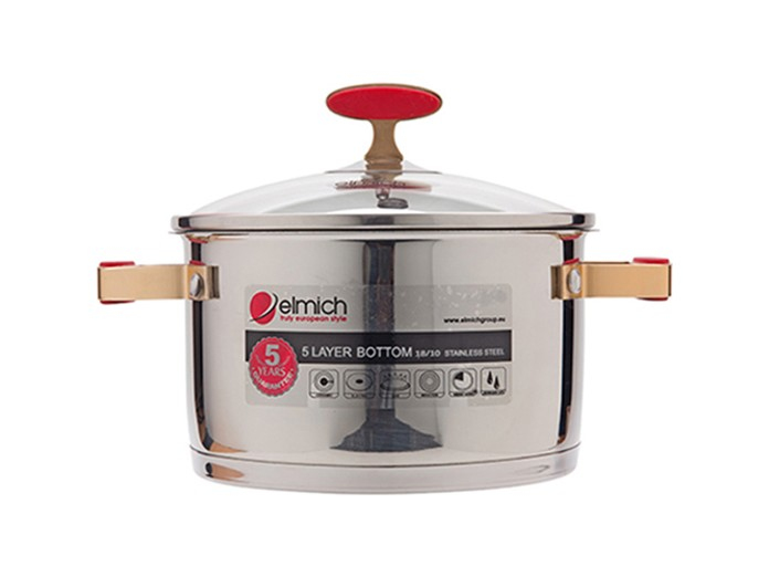 Nồi Inox Elmich Red Velvet 24cm chính diện Nồi Inox Elmich Red Velvet 24cm chính diện